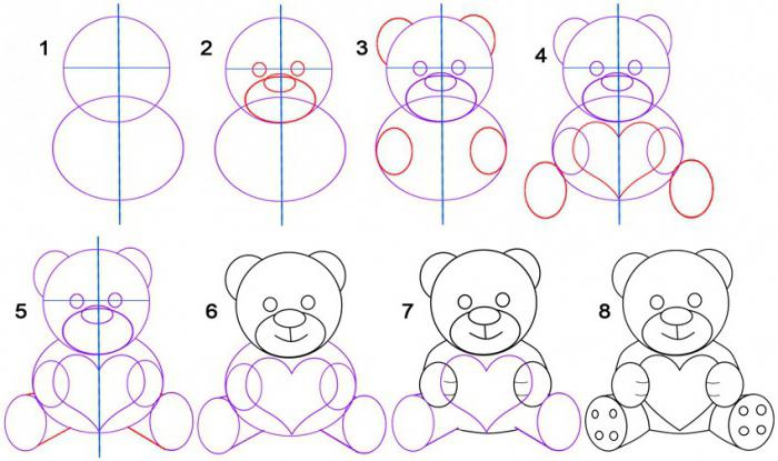 як намалювати ведмедика олівцем поетапно для початківців 