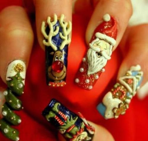 дизайн нарощених нігтів новорічний фото